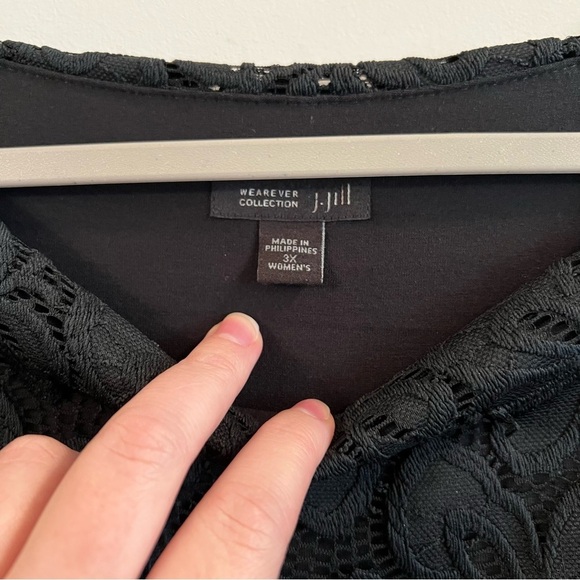 Women’s J. Jill wearever collection Black Lace Overlay knee length Dress size 3X - Picture 4 of 5